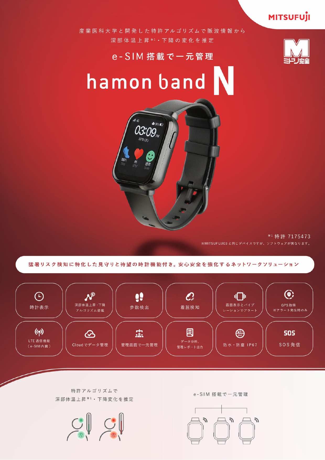 単独通信で安心の熱中症特化バンド hamon band N